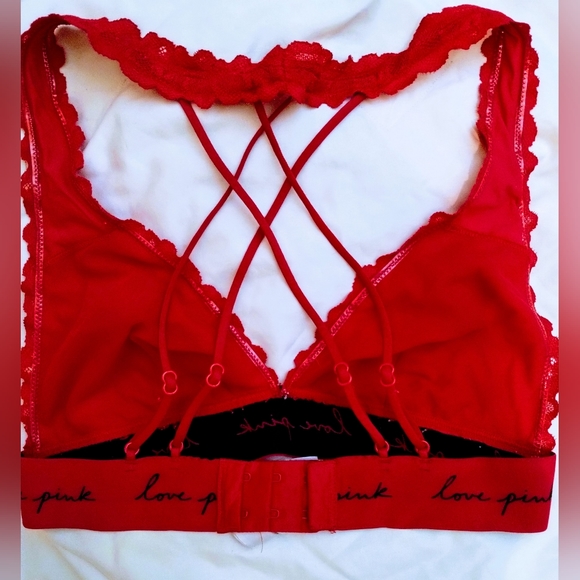 Victoria's Secret Pink Red Lace Bra - Picture 2 of 5
